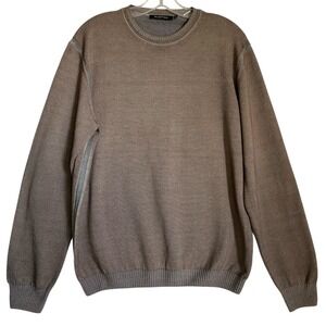 Bugatchi Merino Wool Sweater Men M Beige Crewneck Preppy Old Money Made Italy